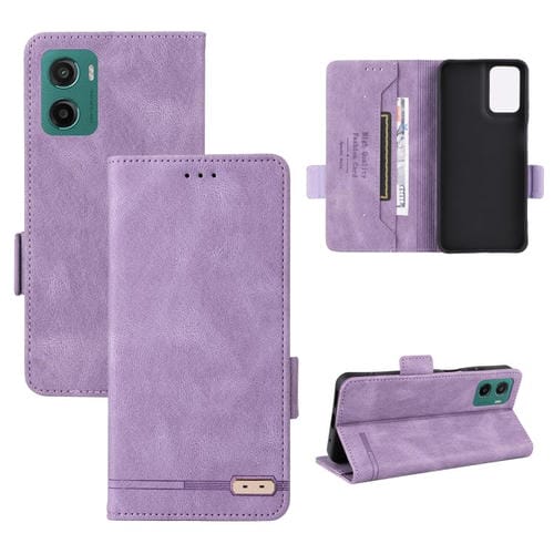 Funda de Cuero con Cierre Magnético para Motorola Moto G05/E15 (Morado)
