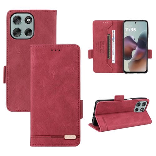 Funda de cuero con cierre magnético para Motorola Edge 60 Pro (roja)