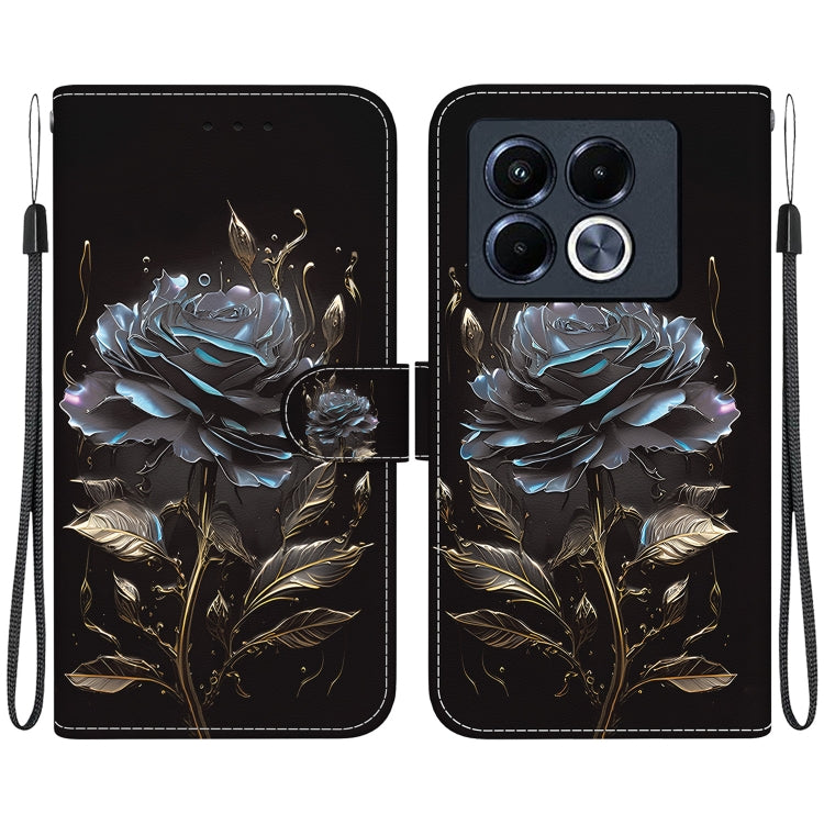 Funda de Cuero con Dibujo de Colores y Textura de Cristal para Infinix Note 40 5G (Rosa Negra)