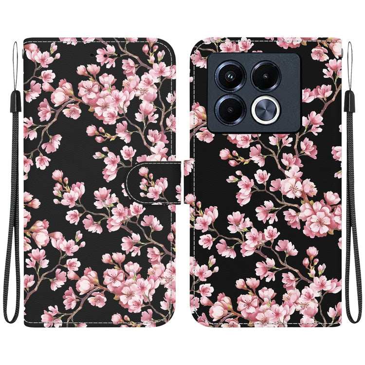 Funda de Cuero para Infinix Note 40 5G con Dibujo de Colores y Textura de Cristal (Flor de Ciruelo)