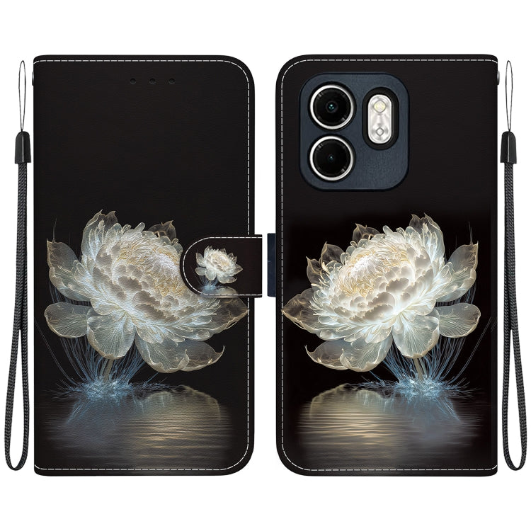 Funda de Cuero para Infinix Hot 50I Smart 9 con Dibujo de Colores y Textura de Cristal (Peonía de Cristal)