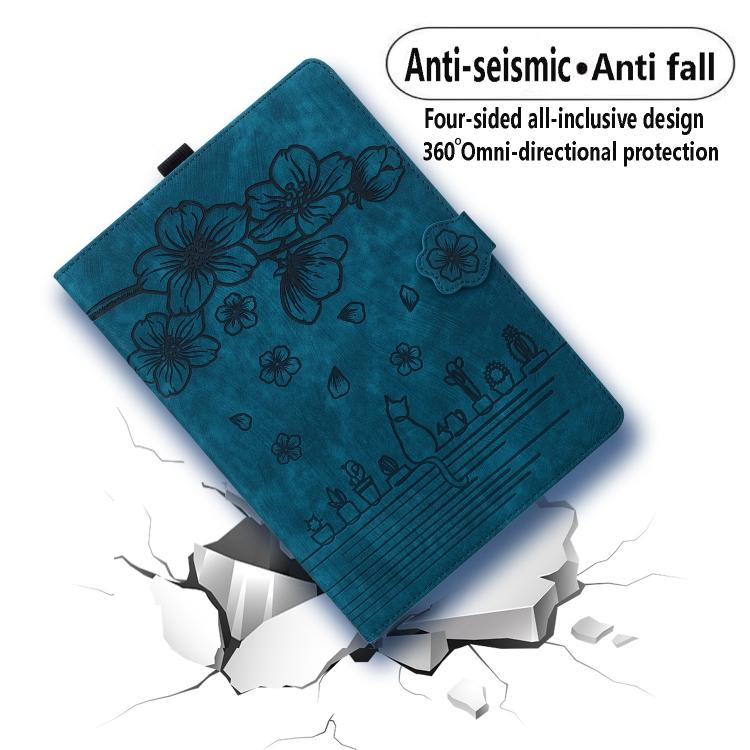 Funda de cuero con relieve de gato Sakura para Xiaomi Redmi K Pad (azul)