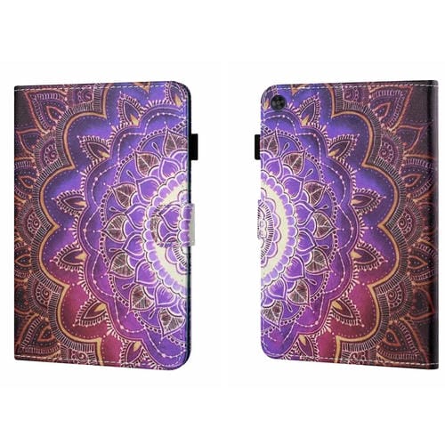 Funda para Tablet Samsung Galaxy Tab A9 PU con Costura y Dibujo Coloreado Función de Suspensión (Flores de Datura)