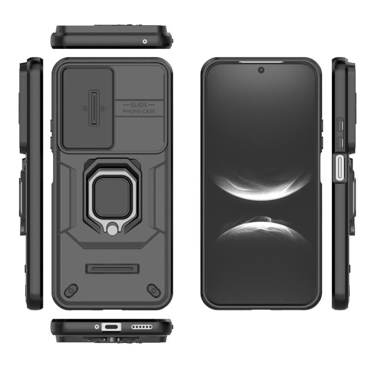 Funda deslizante de TPU + PC a prueba de golpes con soporte para Huawei Nova 14 5G (negro)