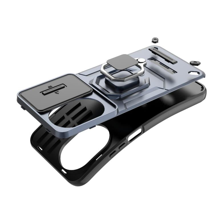 Funda deslizante de TPU + PC a prueba de golpes con soporte para Huawei nova 14 5G (azul)