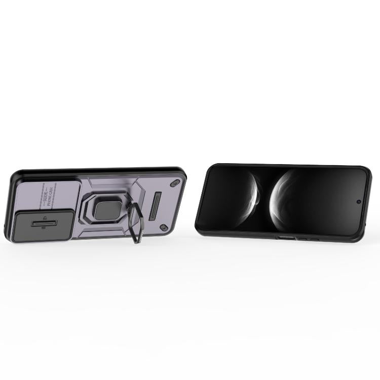 Funda deslizante de TPU + PC a prueba de golpes con soporte para Huawei Nova 14 5G (morado)