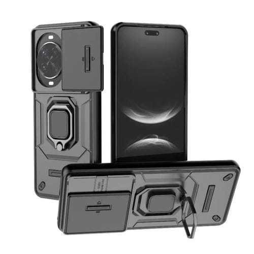 Funda deslizante de TPU + PC a prueba de golpes con soporte para Huawei Nova 14 Pro 5G (negro)