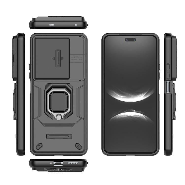 Funda deslizante de TPU + PC a prueba de golpes con soporte para Huawei Nova 14 Pro 5G (negro)