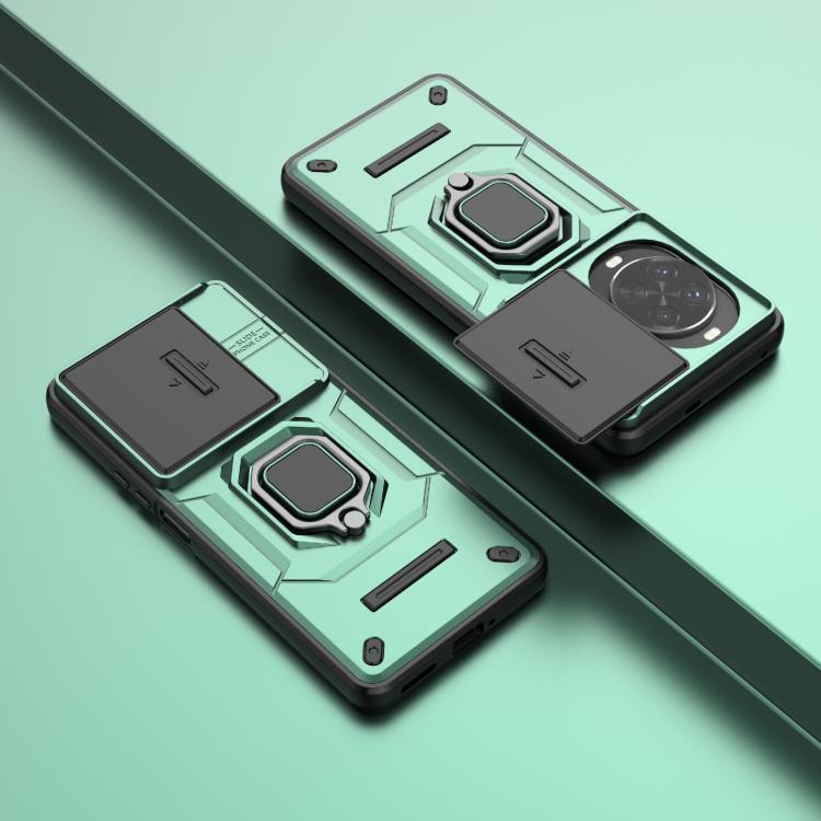 Funda deslizante de TPU + PC a prueba de golpes con soporte para Huawei nova 14 Pro 5G (verde)