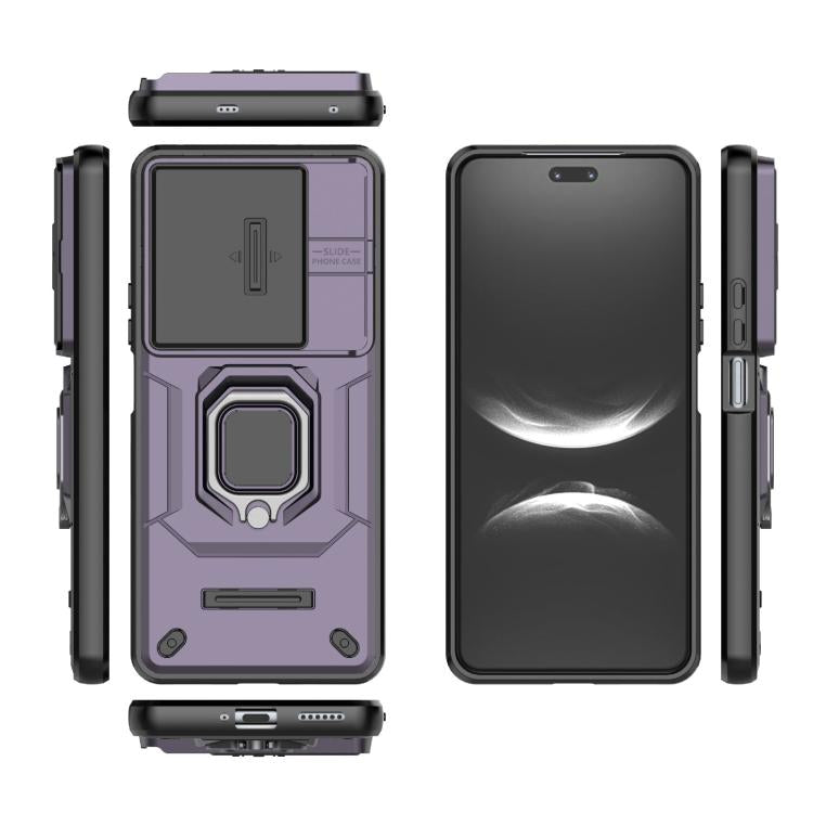 Funda deslizante de TPU + PC a prueba de golpes con soporte para Huawei Nova 14 Pro 5G (morada)