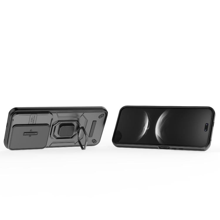Funda deslizante de TPU + PC a prueba de golpes con soporte para Huawei nova 14 Ultra 5G (negro)