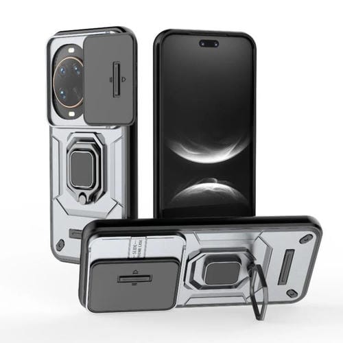 Funda deslizante de TPU + PC a prueba de golpes con soporte para Huawei nova 14 Ultra 5G (gris)