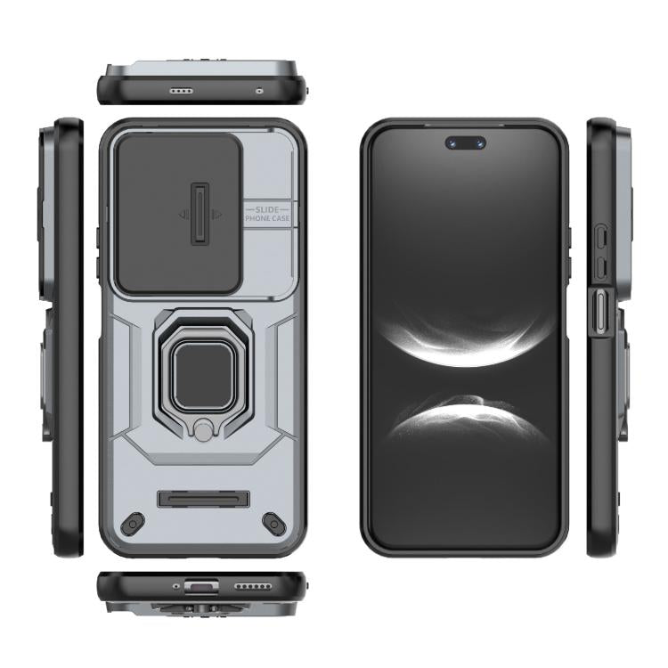 Funda deslizante de TPU + PC a prueba de golpes con soporte para Huawei nova 14 Ultra 5G (gris)