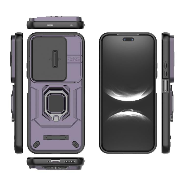 Funda deslizante de TPU + PC a prueba de golpes con soporte para Huawei nova 14 Ultra 5G (morado)