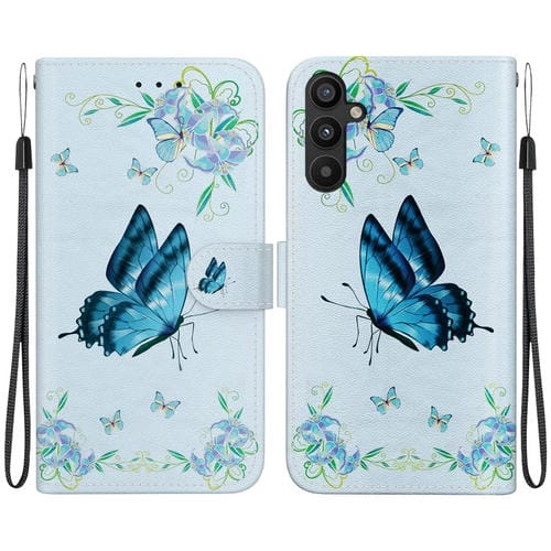 Funda para Teléfono Samsung Galaxy A54 5G Cuero Dibujo Coloreado Textura de Cristal (Pensamientos Azules)