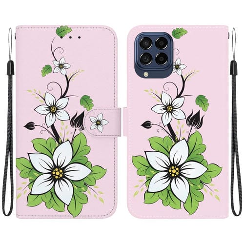 Funda para Teléfono Samsung Galaxy M33 5G Cuero Dibujo Coloreado Textura de Cristal (Lirio)