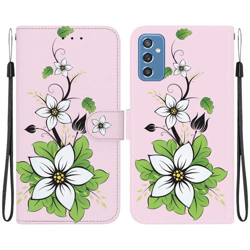 Funda para Teléfono Samsung Galaxy M52 5G Cuero Dibujo Coloreado Textura de Cristal (Lirio)