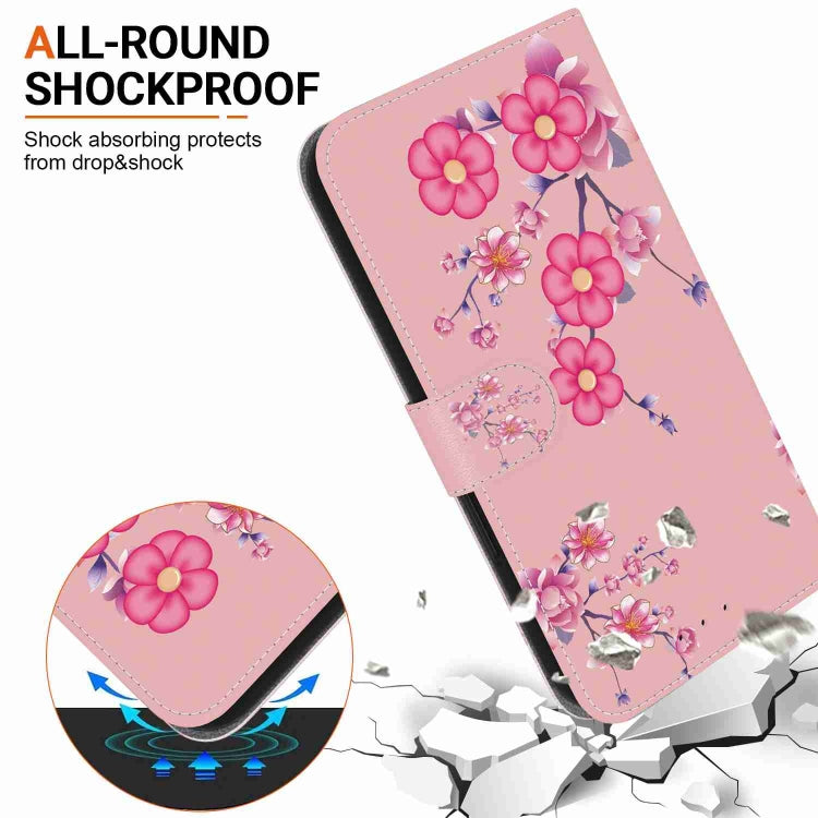 Estuche de Cuero Samsung Galaxy A03S Versión EE.UU con Dibujo Coloreado y Textura de Cristal (Flores de Cerezo)