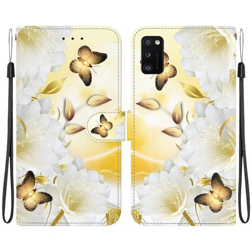 Funda para Samsung Galaxy A41 Cuero Dibujo Coloreado Textura Cristal (Epiphyllum de Mariposa Dorada)