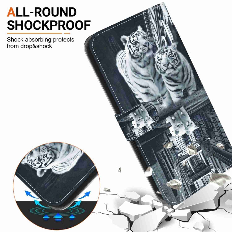 Caja de Teléfono Samsung Galaxy A02S EE.UU Cuero Dibujo Coloreado Textura Cristal (Reflejo Tigre Gato)
