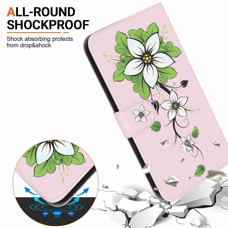 Caja de Teléfono Samsung Galaxy A02S Versión UE Cuero Dibujo Coloreado Textura de Cristal (Lirio)
