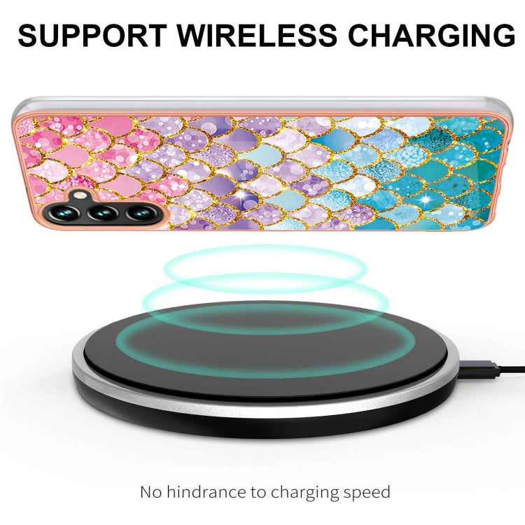 Caja de teléfono TPU para Samsung Galaxy A55 5G con Galvanoplastia y Escamas de Colores