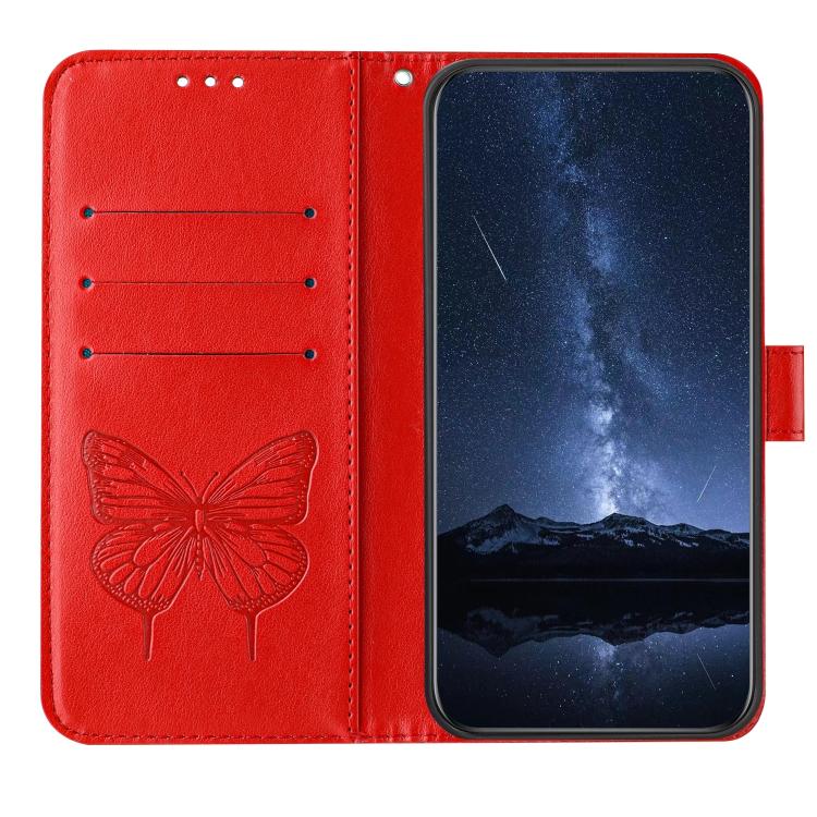 Funda de Cuero Huawei Nova 13/Nova 12 con Diseño Mariposa en Relieve (Roja)