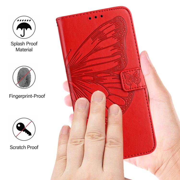 Funda de Cuero Huawei Nova 13/Nova 12 con Diseño Mariposa en Relieve (Roja)