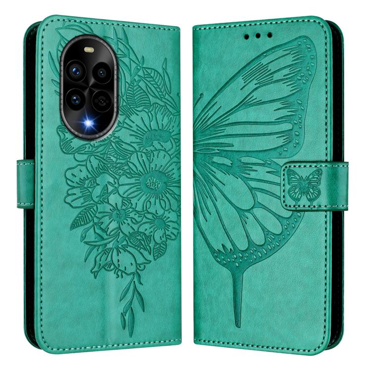 Funda de Cuero para Huawei Nova 13 Pro con Diseño de Mariposa en Relieve (Verde)