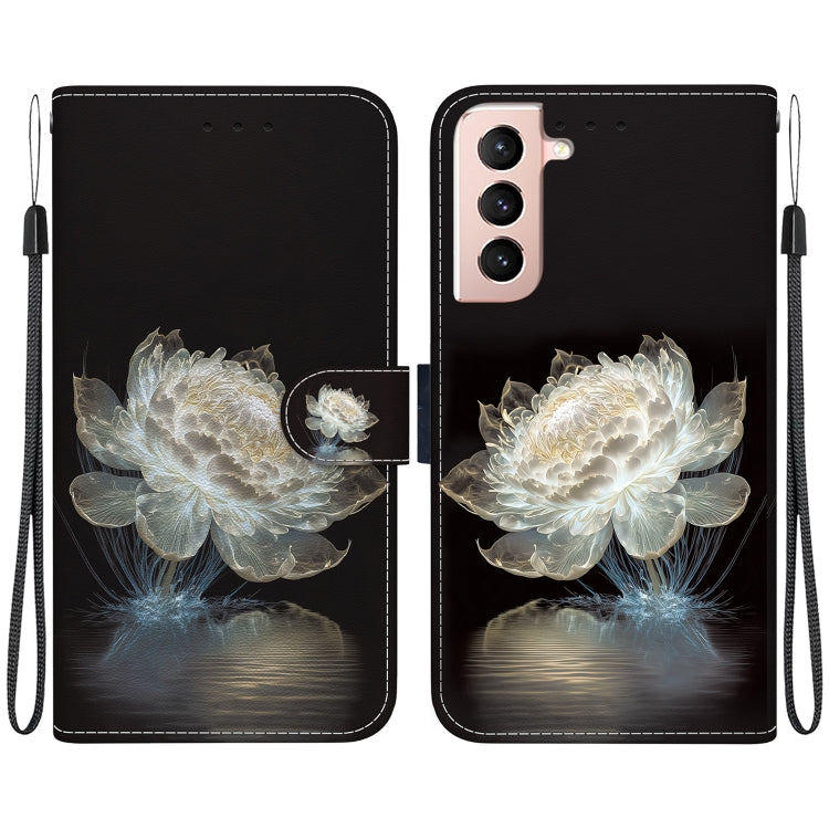 Estuche de Cuero Samsung Galaxy S22+ 5G Dibujo Coloreado Textura de Cristal (Peonía de Cristal)