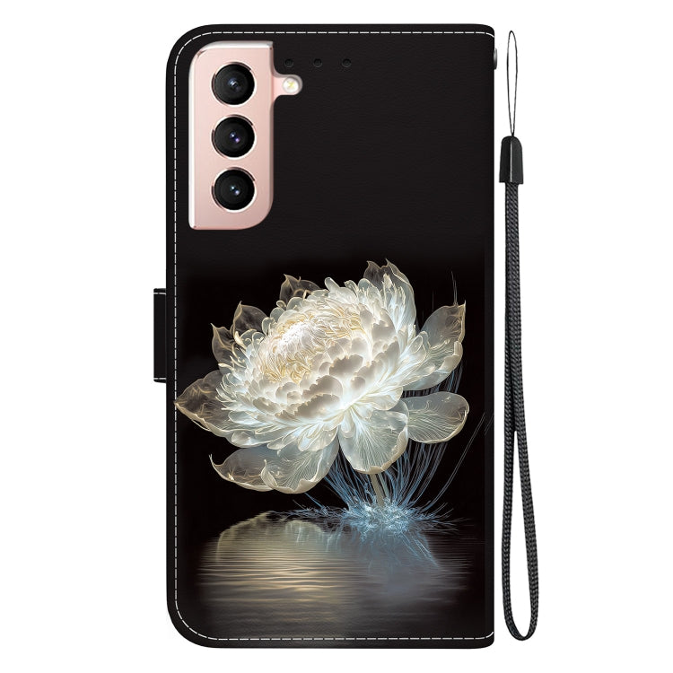 Estuche de Cuero Samsung Galaxy S22+ 5G Dibujo Coloreado Textura de Cristal (Peonía de Cristal)
