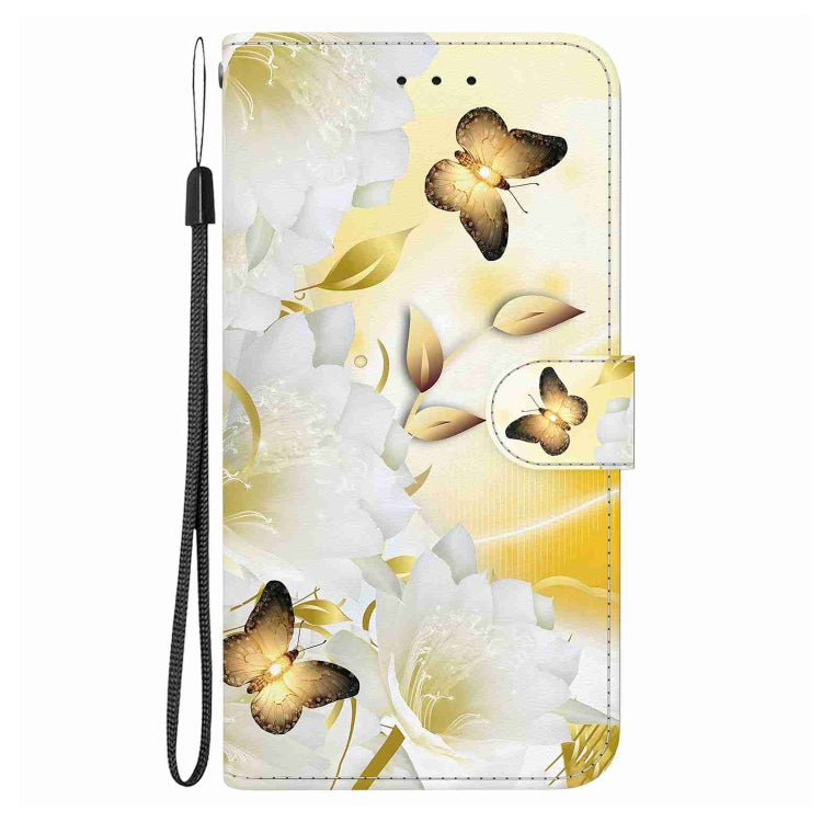 Estuche de Cuero para Samsung Galaxy S22 + 5G con Dibujo Coloreado y Textura de Cristal (Epiphyllum de Mariposa Dorada)