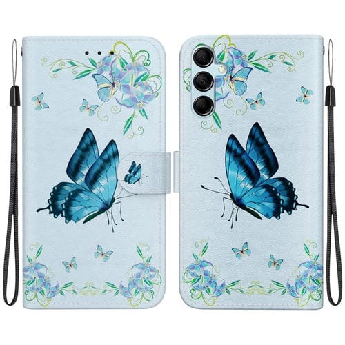 Funda para Samsung Galaxy A15 Cuero Dibujo Coloreado Textura de Cristal (Pensamientos Azules)