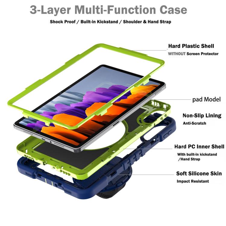 Funda de silicona para Xiaomi Redmi Pad 2 con rotación de 360 grados y contraste para PC (azul marino y verde amarillento)