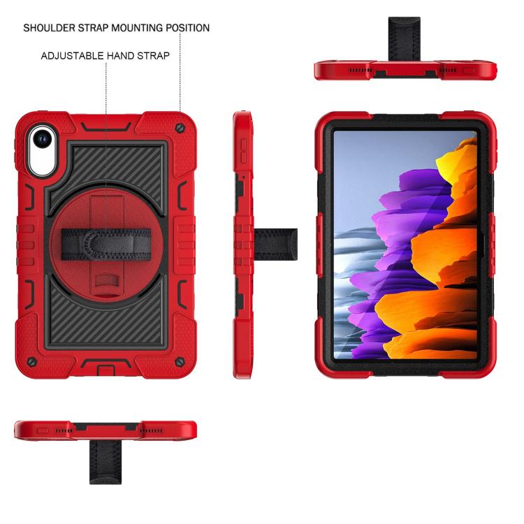 Funda de silicona para tableta Xiaomi Redmi Pad 2 con rotación de 360 grados (rojo y negro)