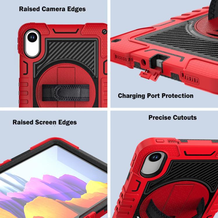 Funda de silicona para tableta Xiaomi Redmi Pad 2 con rotación de 360 grados (rojo y negro)