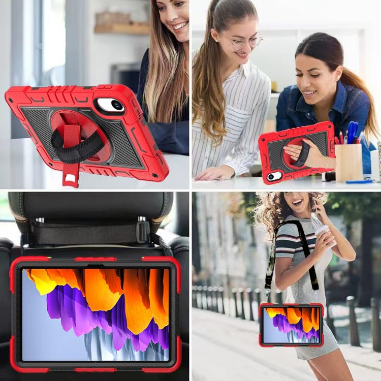 Funda de silicona para tableta Xiaomi Redmi Pad 2 con rotación de 360 grados (rojo y negro)