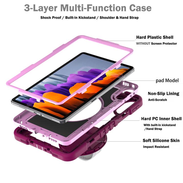 Funda de silicona para Xiaomi Redmi Pad 2 con rotación de 360 grados y contraste para PC (rosa, rojo y rosa)