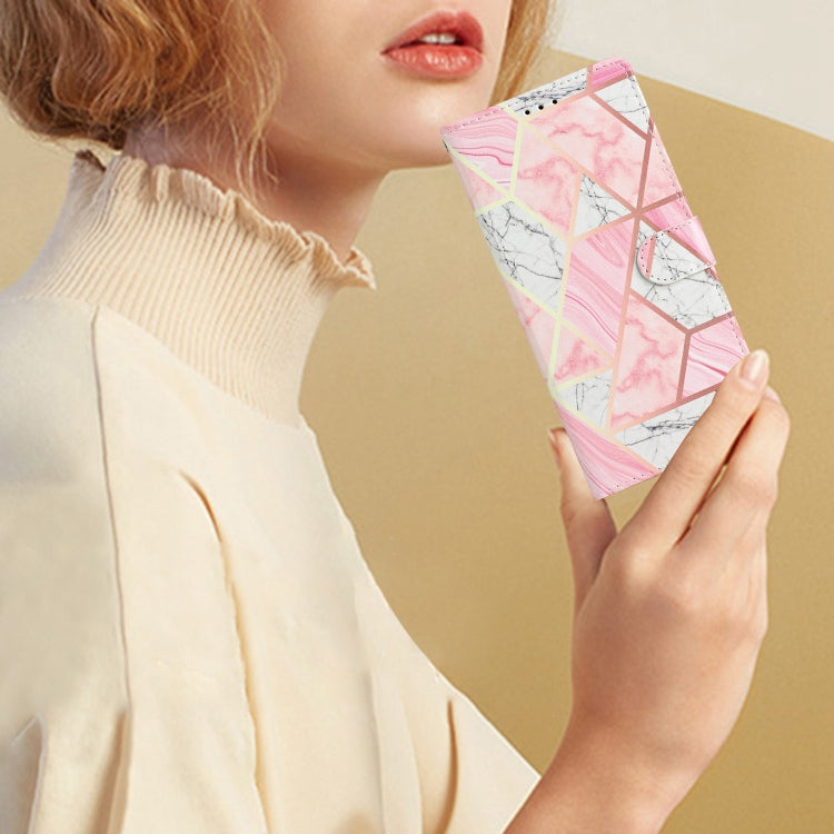 Funda de Cuero para Huawei Mate 60 con Dibujo Coloreado Mármol Rosa