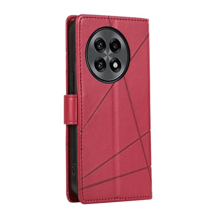 Funda para Teléfono OnePlus 13R Ace 5 Ace 5 Pro Cuero PU Líneas En Relieve (Rojo)
