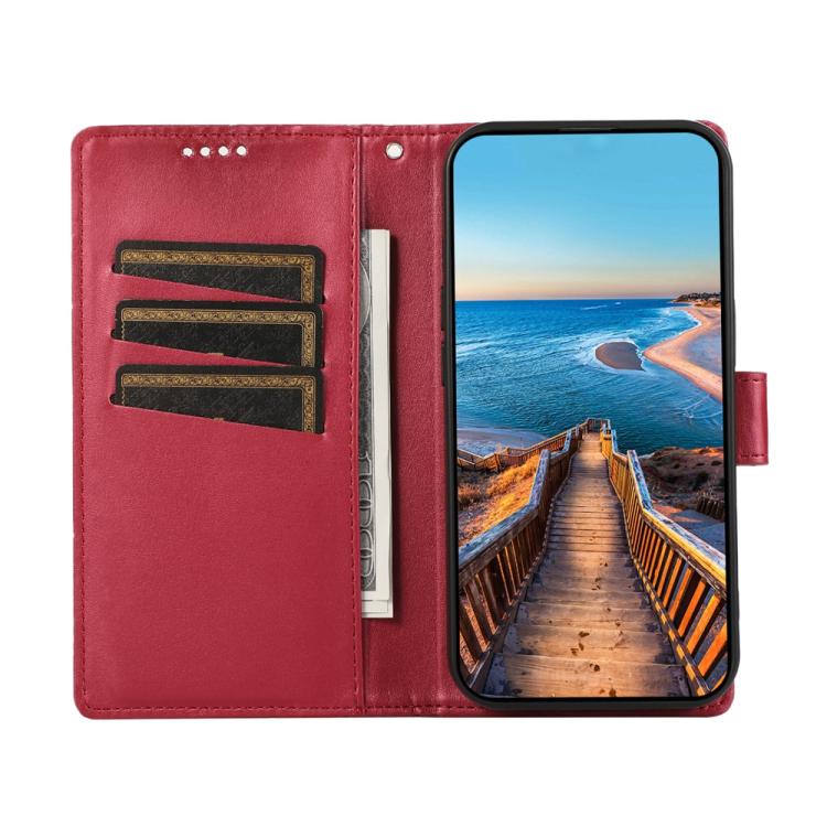Funda para Teléfono OnePlus 13R Ace 5 Ace 5 Pro Cuero PU Líneas En Relieve (Rojo)