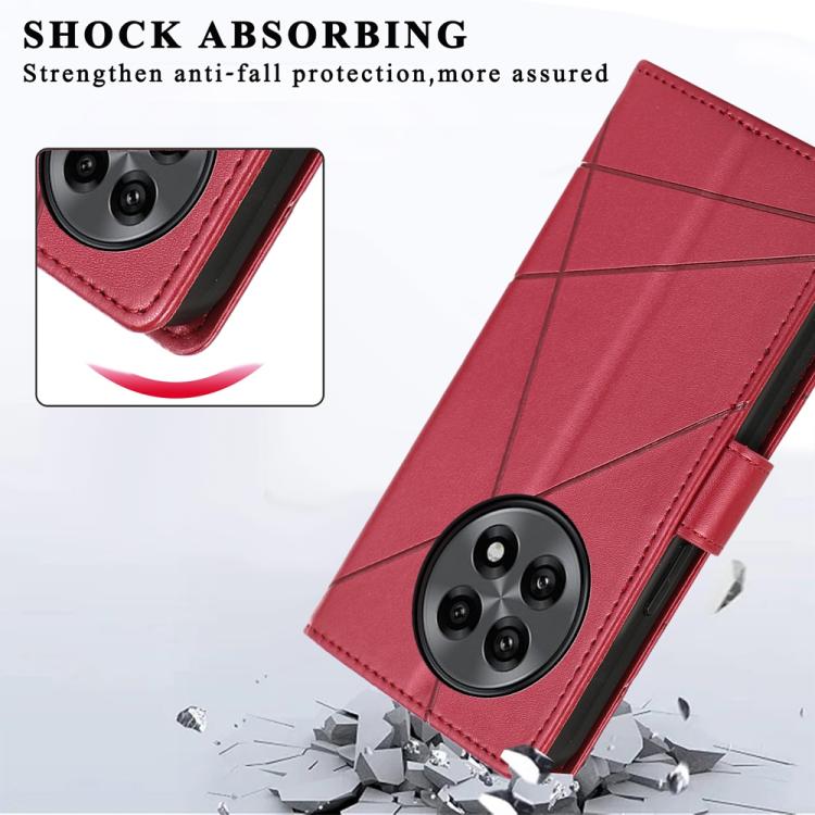 Funda para Teléfono OnePlus 13R Ace 5 Ace 5 Pro Cuero PU Líneas En Relieve (Rojo)