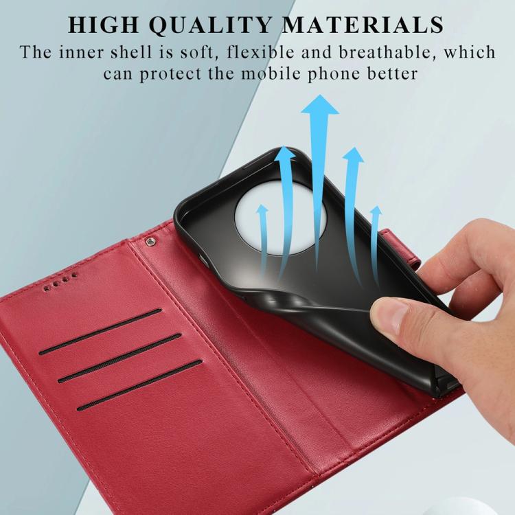 Funda para Teléfono OnePlus 13R Ace 5 Ace 5 Pro Cuero PU Líneas En Relieve (Rojo)