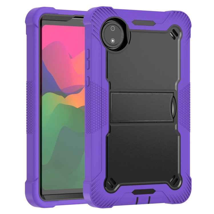 Funda Híbrida de Silicona a Prueba de Golpes para Xiaomi Redmi Pad Se 8.7 con Soporte (Negro y Morado)