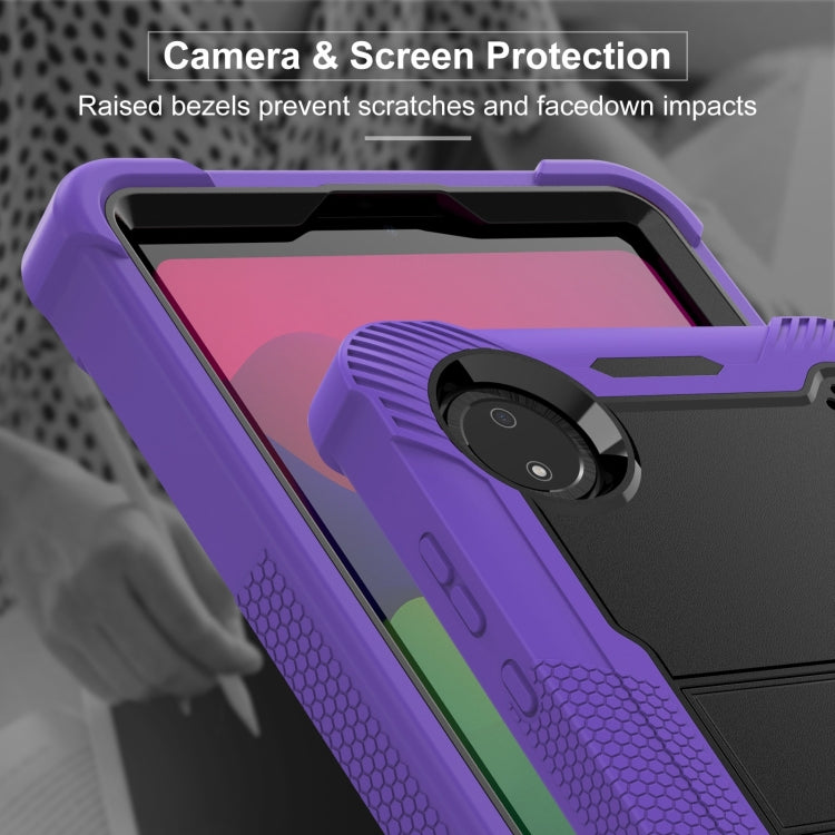 Funda Híbrida de Silicona a Prueba de Golpes para Xiaomi Redmi Pad Se 8.7 con Soporte (Negro y Morado)