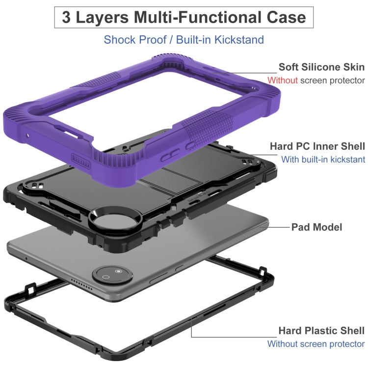 Funda Híbrida de Silicona a Prueba de Golpes para Xiaomi Redmi Pad Se 8.7 con Soporte (Negro y Morado)