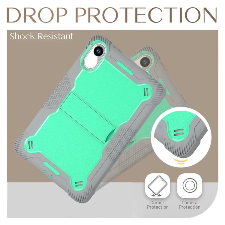 Funda híbrida de silicona a prueba de golpes para Xiaomi Redmi Pad 2 con soporte (verde menta y gris)
