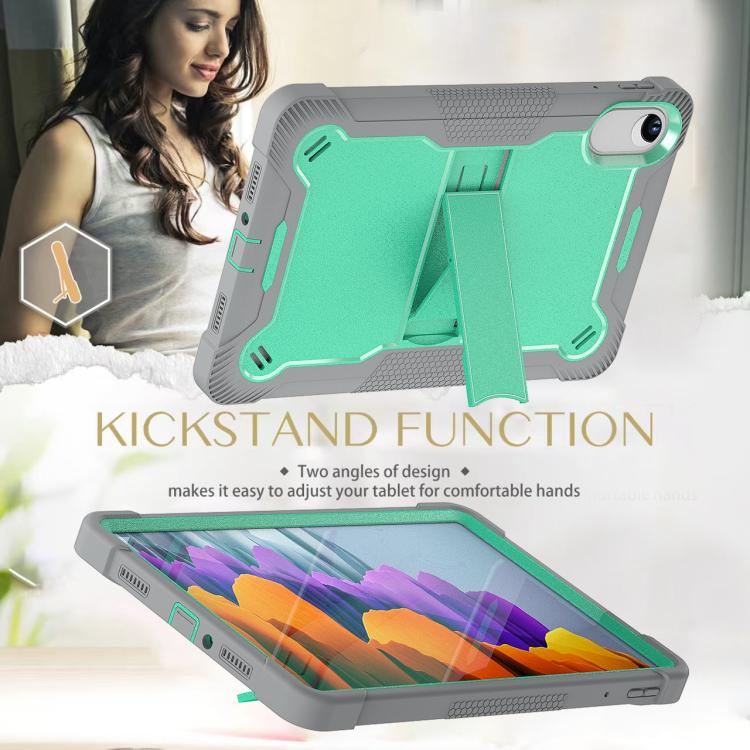 Funda híbrida de silicona a prueba de golpes para Xiaomi Redmi Pad 2 con soporte (verde menta y gris)