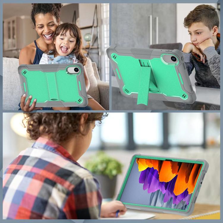 Funda híbrida de silicona a prueba de golpes para Xiaomi Redmi Pad 2 con soporte (verde menta y gris)