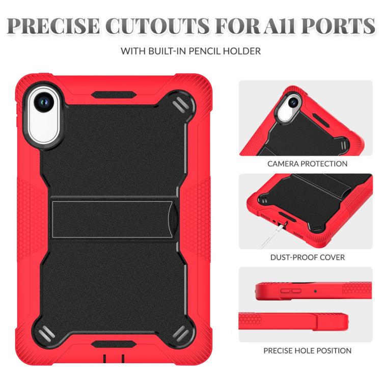 Funda híbrida de silicona a prueba de golpes para Xiaomi Redmi Pad 2 con soporte (negro y rojo)